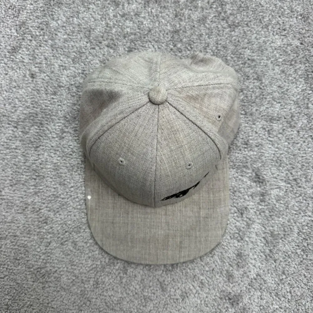 The Classics Yupoong Snapback Embroidered Bear Hat Cap mens Gray Wool Blend